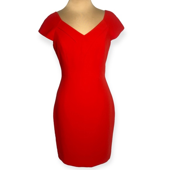 Badgley Mischka red fitted sheath dress size 8 - Picture 2 of 8